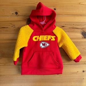 12 month unisex, infant hoodie, chiefs, NFL football red yellow pullover Sherpa
